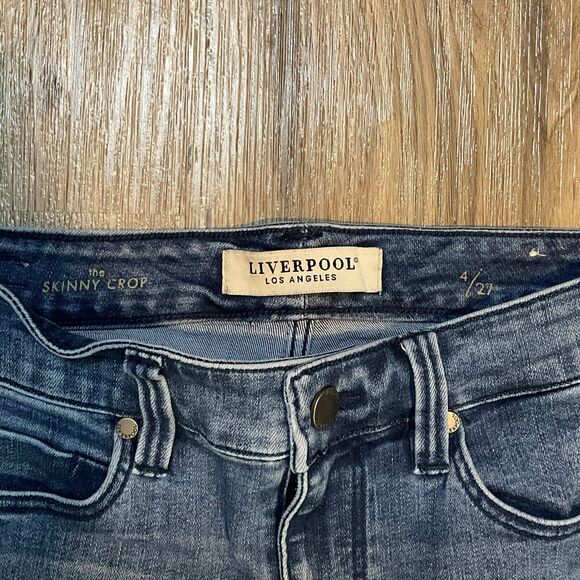 Liverpool Jeans Abby Crop Ibiza Skinny Scalloped Hem Stretch Blue Womens Size 4 - Picture 4 of 11